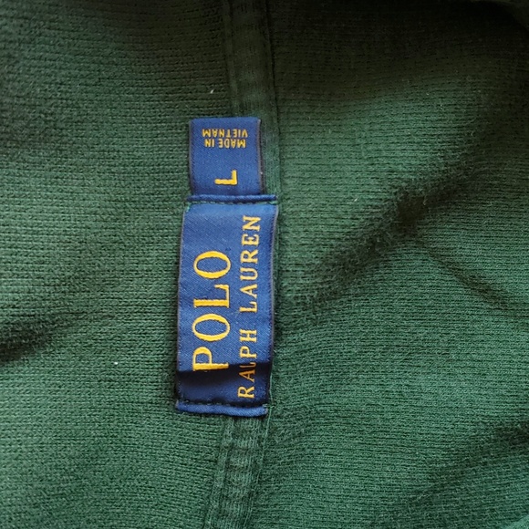 VINTAGE Polo by Ralph Lauren Sweater has 1/4 Zip, Size Large in Deep Green - Picture 2 of 3